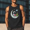 UFO Alien Astronaut Reading Book In Space Men Tank Top