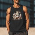 Vintage Cute Gnome Reading Book Coffee Latte Men Women Kids Men Tank Top