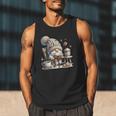 Vintage Cute Gnome Reading Book Coffee Cute Gnome Graphic Men Tank Top