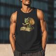 Women's Dragon Bookworm Reading Book Graphic Men Tank Top Women's Dragon Bookworm Reading Book Graphic Men Tank Top