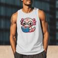 Adorable Book Lover Axolotl With Reading Glasses Cute Men Tank Top