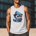Adorable Book Lover Blue Jay With Reading Glasses Cute Raglan Baseball Tee Men Tank Top