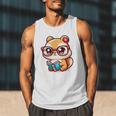 Adorable Book Lover Chipmunk With Reading Glasses Cute Premium Men Tank Top