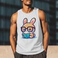Adorable Book Lover Rabbit With Reading Glasses Cute Premium Men Tank Top