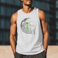 Astronaut Reading Book To Alien Moon Space Women Kids Men Premium Tri-Blend Men Tank Top