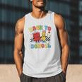 Back To School Checkered Book Pencil Groovy Teacher Student Men Tank Top