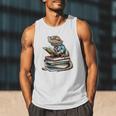 Bearded Dragon Reading Books Matching Bookworm Librarian Men Tank Top