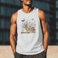 Book Flowers And Butterfly Beautiful Reading Reader Graphic Men Tank Top