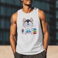 Book Lover Reading Husky Dog Men Tank Top