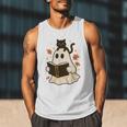 Books Ghost Reading Book Halloween Library Cat Fall Men Tank Top Books Ghost Reading Book Halloween Library Cat Fall Men Tank Top