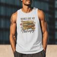 Books Are My Therapy Vintage Book Lover Daisy Art Men Tank Top
