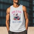 Born To Read Forced To Work Reading Skeleton Bookish Book Men Tank Top