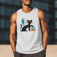 Cat Midcentury With Book And Coffee Atomic Age Mid Century Men Tank Top