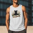 Cat Shirts For Women Book Lover Shirt Cute Cat And Book Premium Tri-Blend Men Tank Top