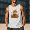 Cute Autumn Gnome Reading Pumpkin Book Lover Men Tank Top