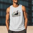 Cute Cat Flower Garden Book Kitty Reading Floral Men Women Girls Kids Men Tank Top