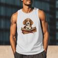 Cute Dog Beagle Reading Book Men Tank Top