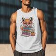 Cute Fox Read More Be Kind Stay Weird Reader Geek Book Lover Men Tank Top