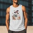 Cute Ghost Reading Book Librarian Book Lover Men Tank Top