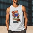 Cute Kawaii Kids Reading Books Glasses Red Panda Lover Men Tank Top