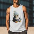 Cute Penguin Reading Book Faux-Crochet Print Men Tank Top Cute Penguin Reading Book Faux-Crochet Print Men Tank Top