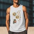 Cute Reading Cat With Kitten Dandelion Flowers Book Lover Men Tank Top