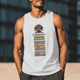 Cute Wiener Dog Dachshund Reading On Pile Of Books Men Tank Top Cute Wiener Dog Dachshund Reading On Pile Of Books Men Tank Top