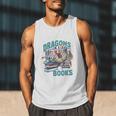 Easily Distracted By Dragons And Books Bookworm Men Tank Top