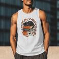 Fall Book Teacher Cat Books Halloween Autumn Librarian Men Tank Top