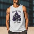 Good Girls Read Bad Books Sarcastic Skeleton Goth Skull Men Tank Top