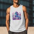 Just A Girl Who Loves Dragons And Books Cute Dragon Reading Premium Tri-Blend Men Tank Top