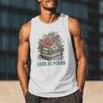 Leer ES Poder Cute Floral Spanish Teacher Book Reading Men Tank Top