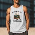 Love God Drink Coffee Read Books Lovers Jesus And Coffee Men Tank Top