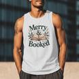 Merry And Booked Holiday Reading Winter Book Lover Premium Tri-Blend Men Tank Top
