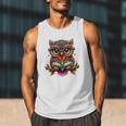 Owl With Glasses And Book Reading Men Tank Top