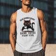 Read Banned Books Drink Coffee Fight Evil Retro Cat Men Tank Top