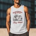 Read Books Be Kind Stay Weird Bookish Cowboy Reading Raccoon Men Tank Top