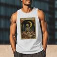 The Reader Tarot Card Book Lover Skeleton Art Goth Style Men Tank Top