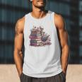 Reading A Book Per Day Keeps Reality Away Skeleton Books Men Tank Top Reading A Book Per Day Keeps Reality Away Skeleton Books Men Tank Top
