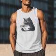 Reading Cat Cat Book Lover Men Tank Top