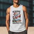 Reading Is Snow Much Fun Christmas Bookworm Snowman Reading Men Tank Top