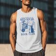 Sarcastic Anti Social Book Club Cat Skull Book Lover Men Tank Top