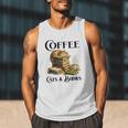 Sleeping Cat And Books With Coffee Lover Men Tank Top