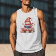 Snowman Reading Books Lovers Christmas Librarian Bookworm Men Tank Top