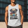 Wild About Reading Book Lover Pug Dog Men Tank Top