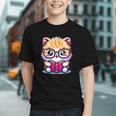 Adorable Book Lover Persian Cat With Reading Glasses Cute Graphic Youth Adorable Book Lover Persian Cat With Reading Glasses Cute Graphic Youth
