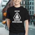 Caution Slippery When Reading Book Lover Graphic Youth