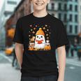 Cute Beanie Ghost Bookworm Cozy Book Reading Halloween Graphic Youth