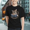 Cute Cat Reading Books With Tea Graphic Youth Cute Cat Reading Books With Tea Graphic Youth