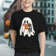 Cute Ghost Cat Reading Book Spooky Season Halloween Costume Graphic Youth